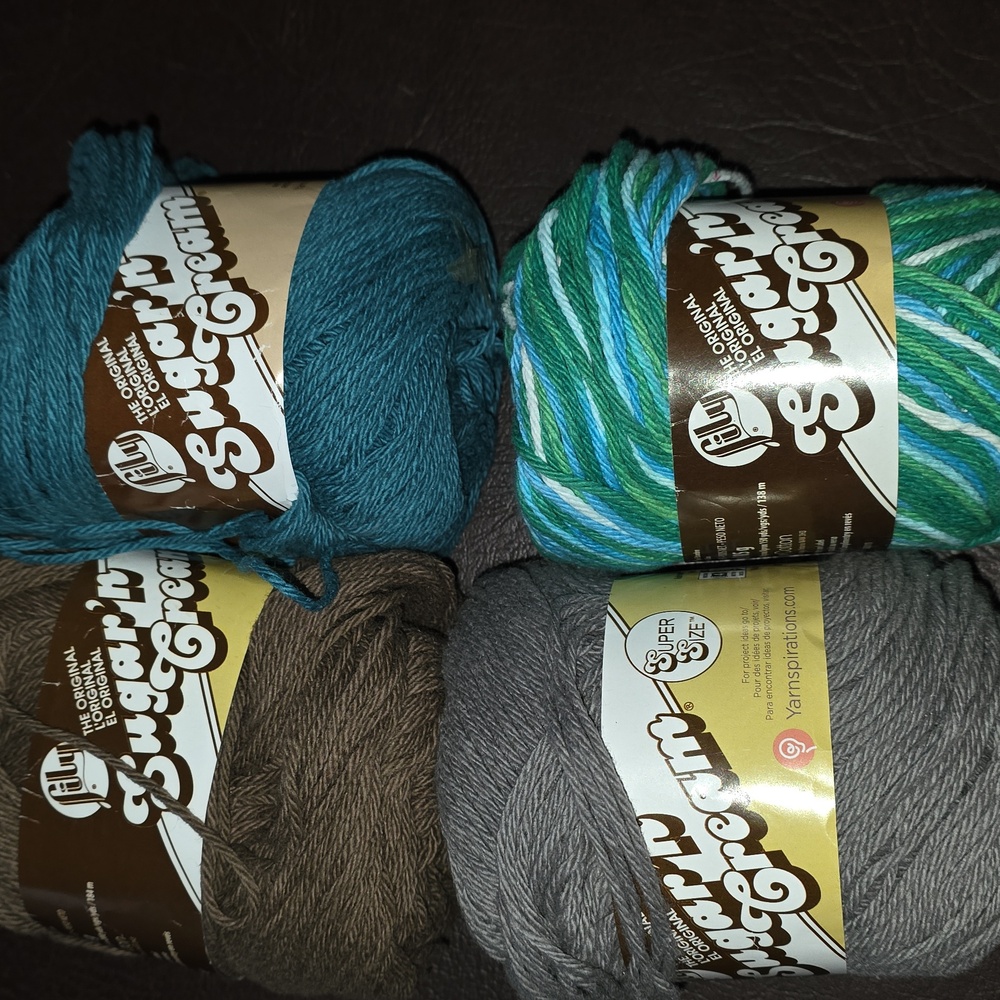 Lily Sugar'n Cream Yarn Collection in Brown, Gray, Teal, and Multicolor 4 Skeins - Picture 7 of 7